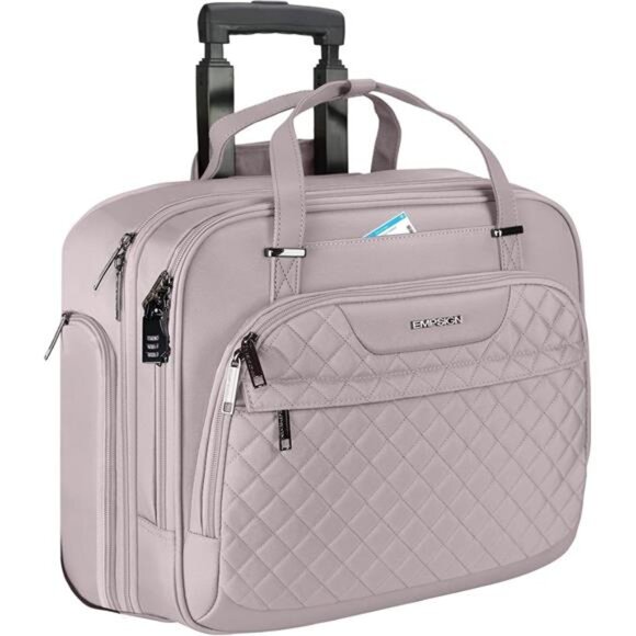 Rolling Laptop Bag with Wheels, Rolling Briefcase for Women Fits Up to 15.6 Inch - Picture 1 of 6